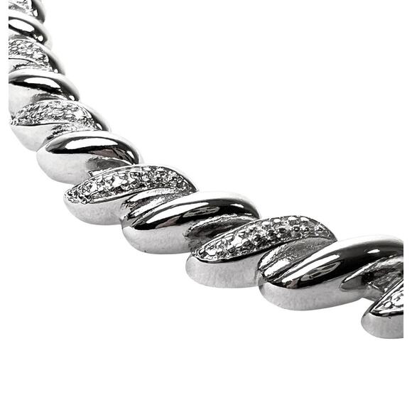 Silver Tone Bracelet PAJ BB China Textured Metal Shiny Smooth Links 8 Inch - Picture 9 of 12